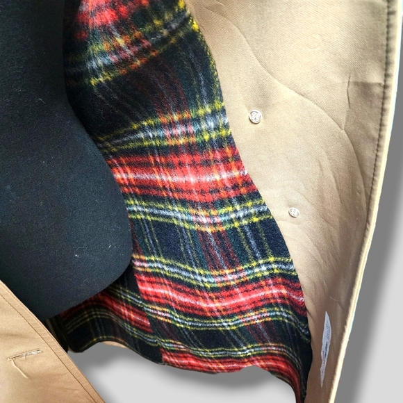 Vintage London Fog Fur Coat sz 12 Peacoat with Plaid Wool Lining c.1970s - Picture 3 of 13